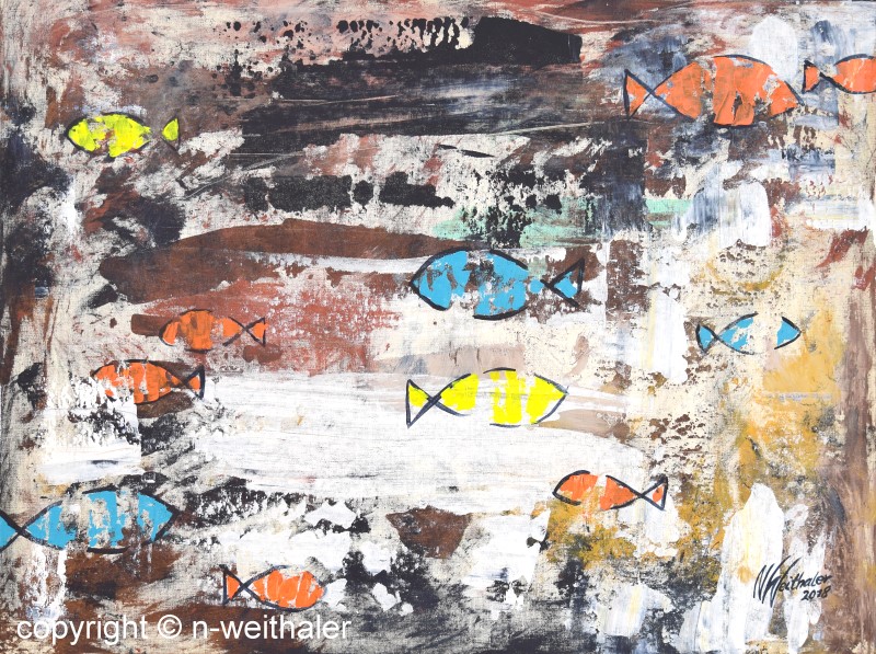 Fische 26 moderne abstrakte Kunst Malerei Gemälde